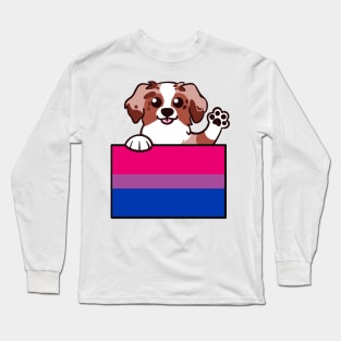 Love is Love Puppy - Red Merle - Bi Pride Flag Long Sleeve T-Shirt